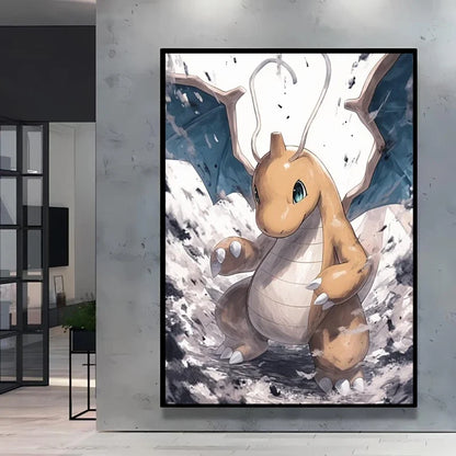 Retro Artistic Pokemon High Quality Canvas Print