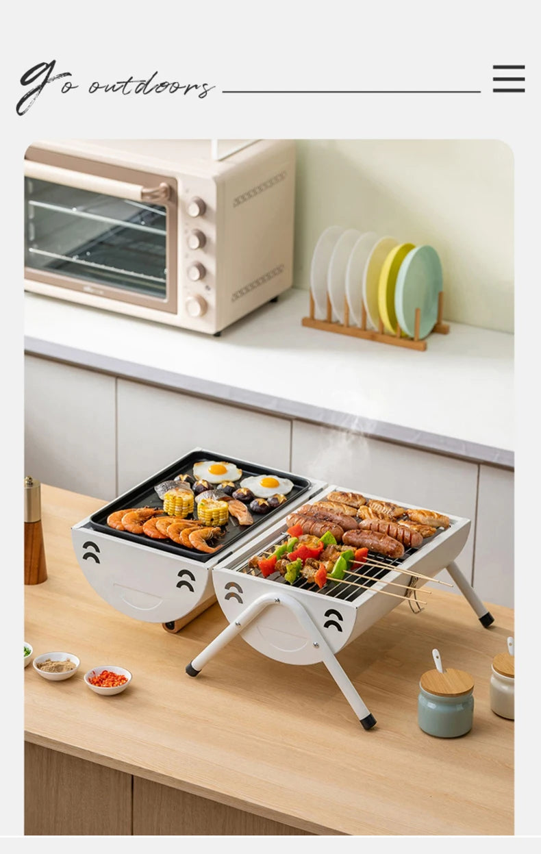 Multifunctional Portable Dual Grill Charcoal Barbecue