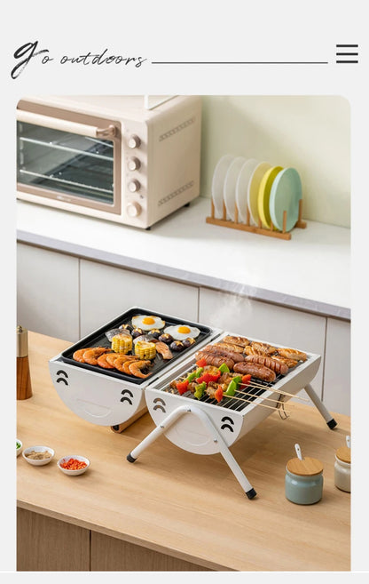 Multifunctional Portable Dual Grill Charcoal Barbecue