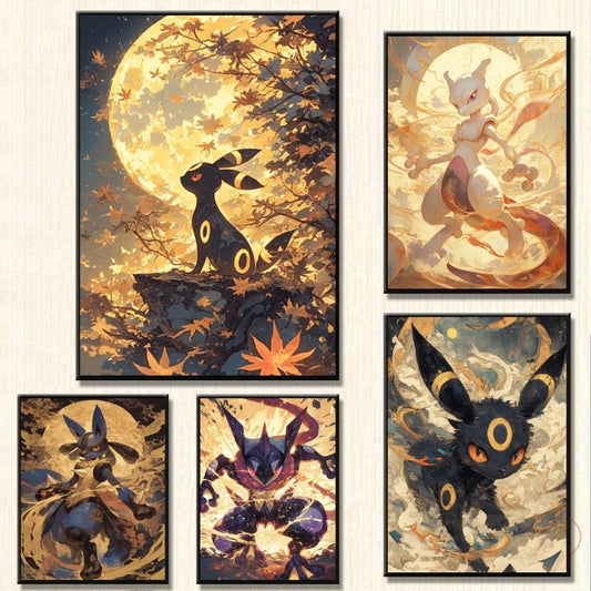 Retro Artistic Pokemon High Quality Canvas Print