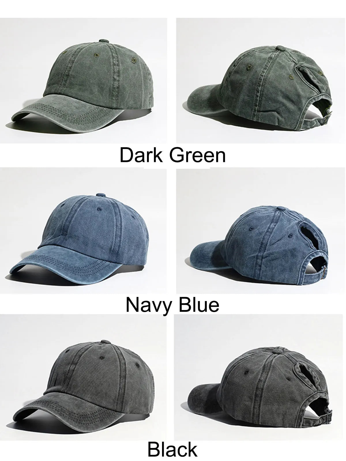 Washed Denim High Ponytail Baseball Cap