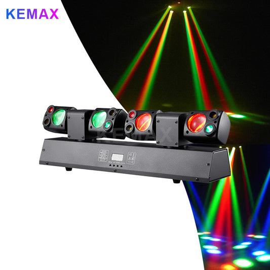 80W Disco Party RGBW Remote Control Dual-Head LED Moving Head Beam Lights DMX512 DJ Equipment Stage Lighting For Event Club Xmas