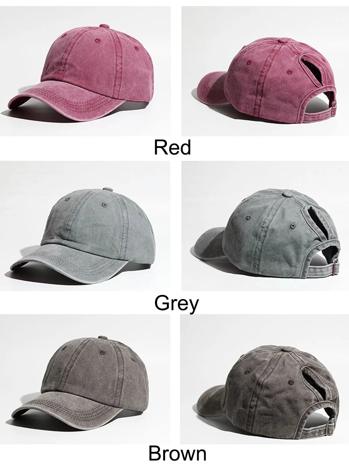 Washed Denim High Ponytail Baseball Cap