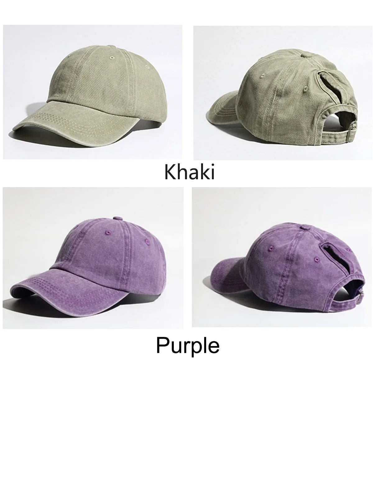 Washed Denim High Ponytail Baseball Cap